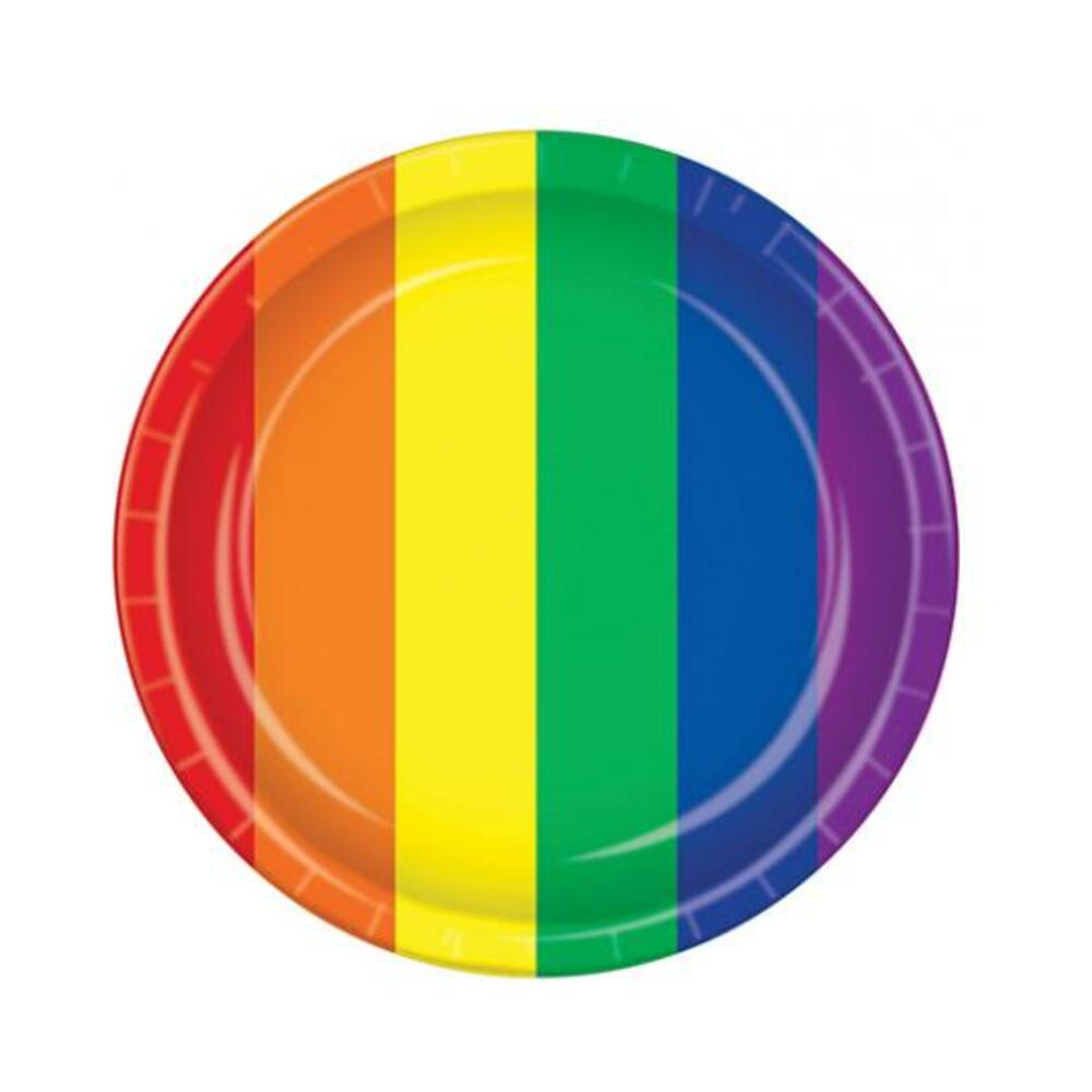 034689203070_1 Pride Plates - Rainbow Pack Of 8 - Image 1