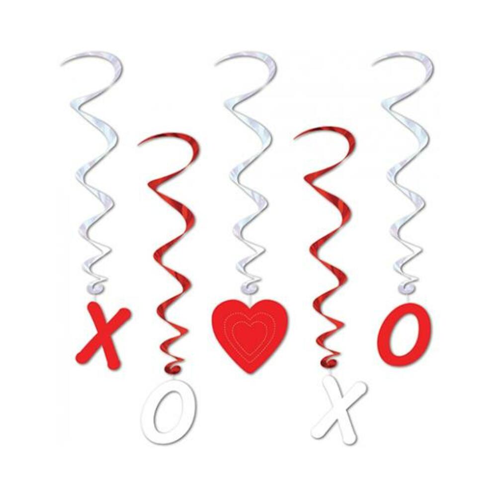 034689700494_1 Valentines X's & O's Whirls - Red/white - Image 1