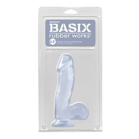 34434 Basix Rubber Works 6.5 Dong w/Suction Cup - Clear - Image 1