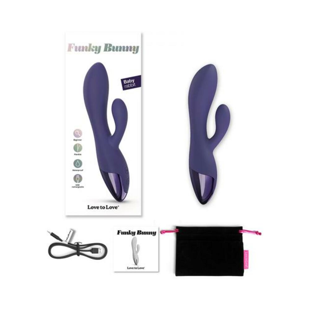 3700436033067_1 Love To Love Funky Bunny Baby Rabbit Vibrator Midnight Indigo - Image 1
