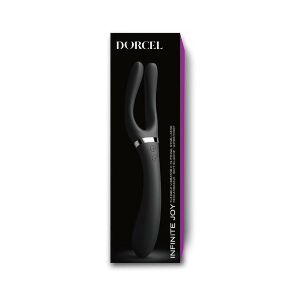 3700436072837_1 Dorcel Infinite Joy Bendable Forked Vibrator - Black - Image 1