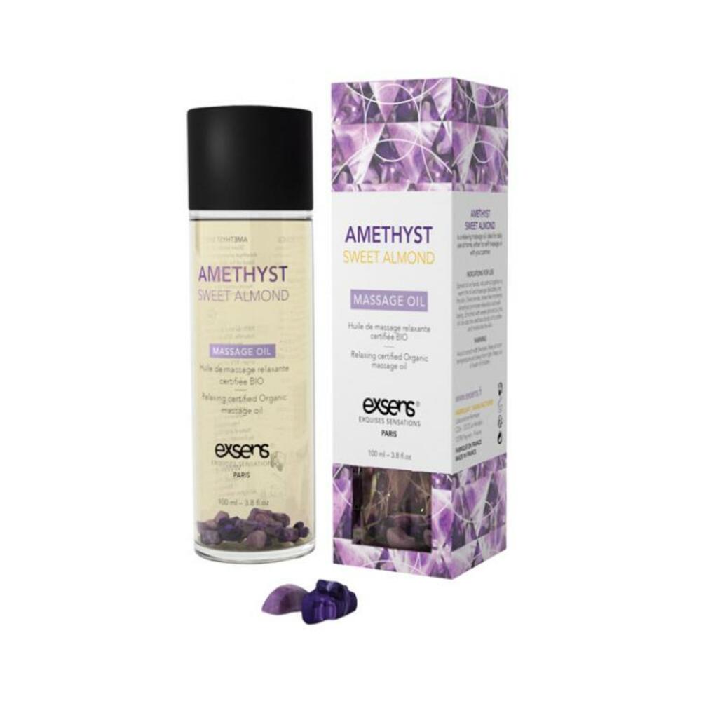 3760139882270_1 Exsens Of Paris Organic Massage Oil Sweet Almond Amethyst Crystals - Image 1