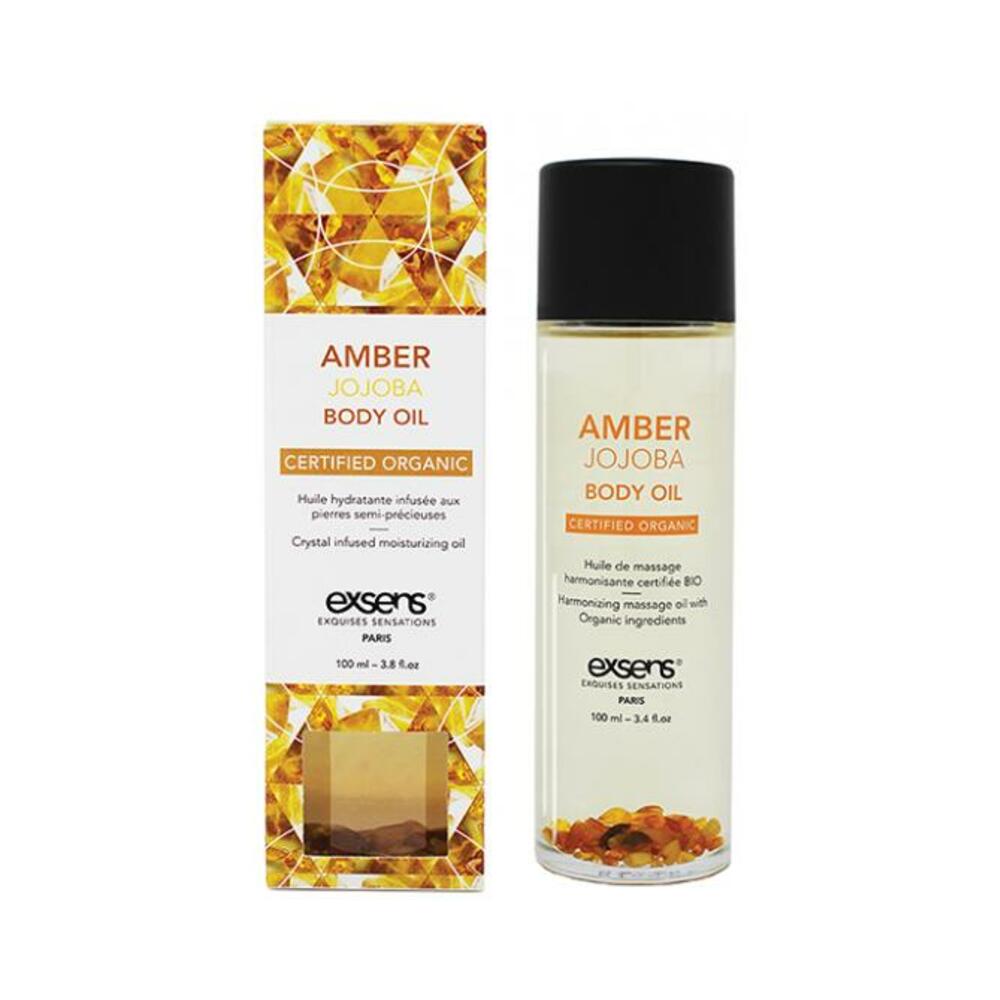 3760139882942_1 Exsens Organic Body Oil W/stones - Amber Jojoba 100 Ml - Image 1