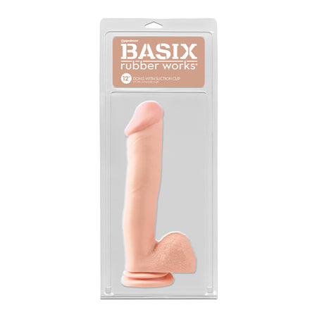 38228 Basix Rubber Works 12 Dong w/Suction Cup - Flesh - Image 1
