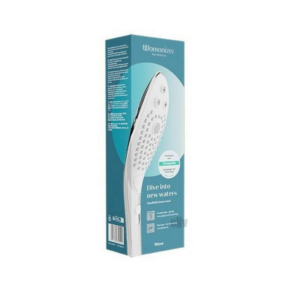 4251460612579_1 Womanizer Wave Shower Head Masturbator Chrome - Image 1