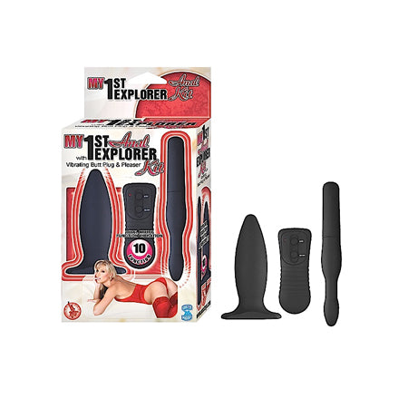 43672 My 1st Anal Explorer Kit Vibrating Butt Plug and Please - Black - Image 1
