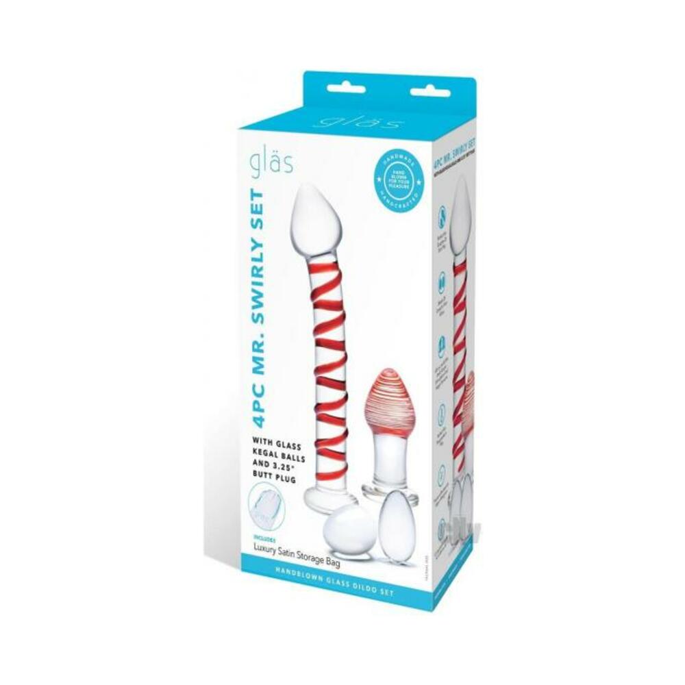 4890808250457_1 Glas Mr. Swirly Set With Glass Kegal Balls And 3.25 In. Buttplug - Image 1