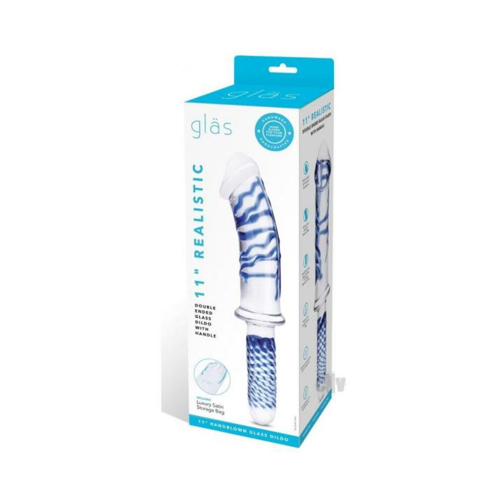 4890808250464_1 Glas Realistic Double Glass Dildo Handle 11 In. - Image 1