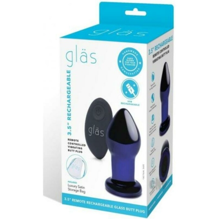 Recharge Remote Vibe Butt Plug 3.5 Blue