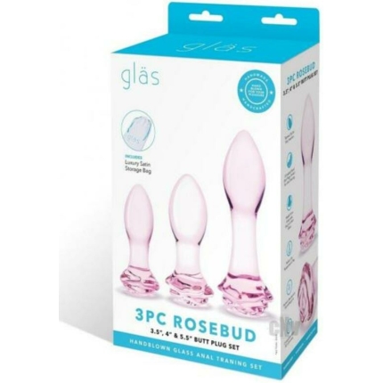Rosebud Butt Plug Set 3pc Pink