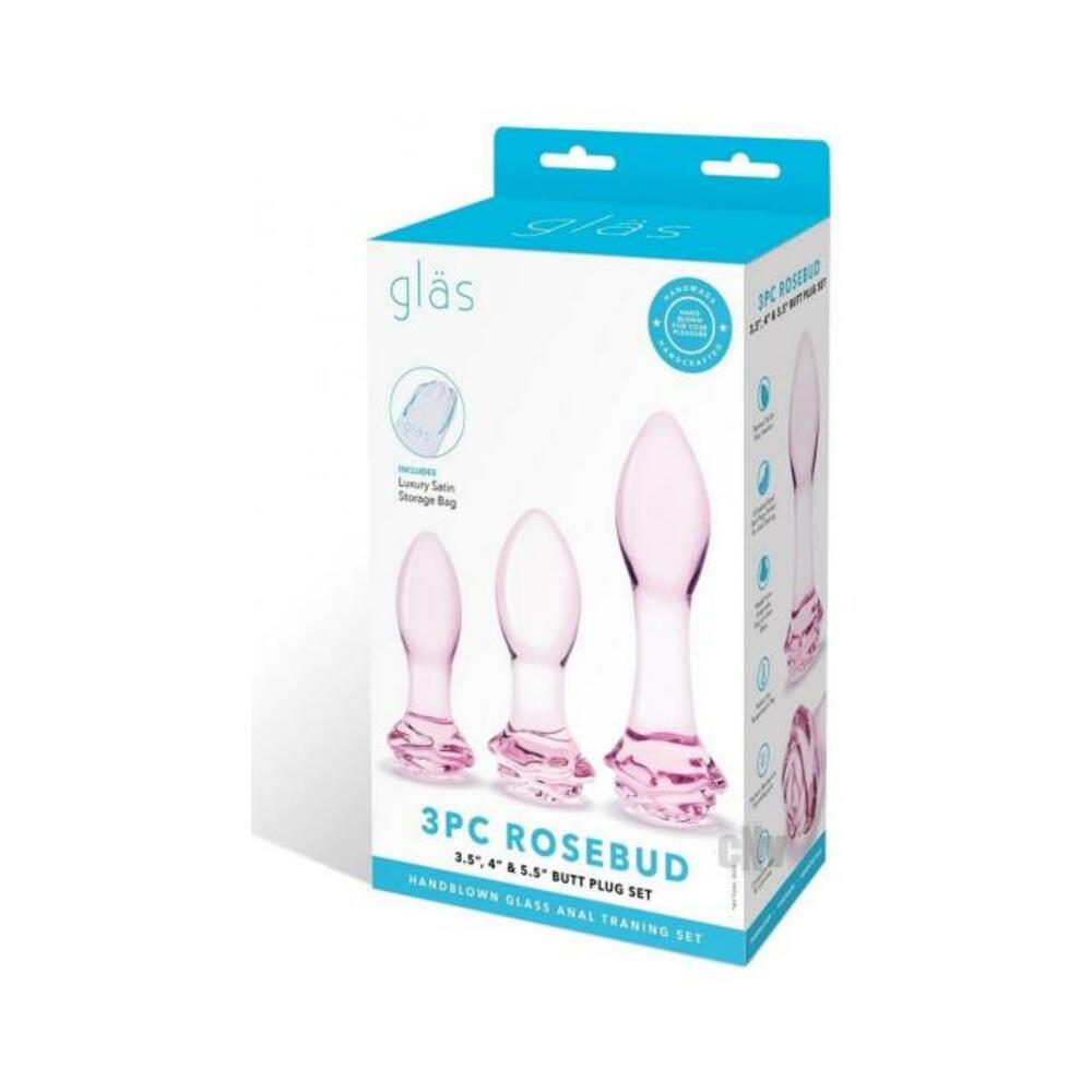 4890808265031_1 Rosebud Butt Plug Set 3pc Pink - Image 1