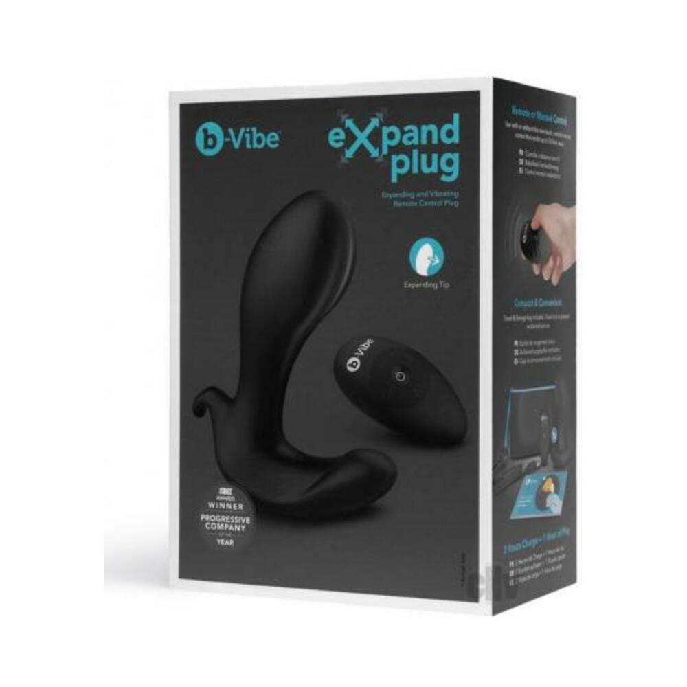 4890808265246_1 B-vibe Expand Expanding And Vibrating Remote Control Plug Black - Image 1