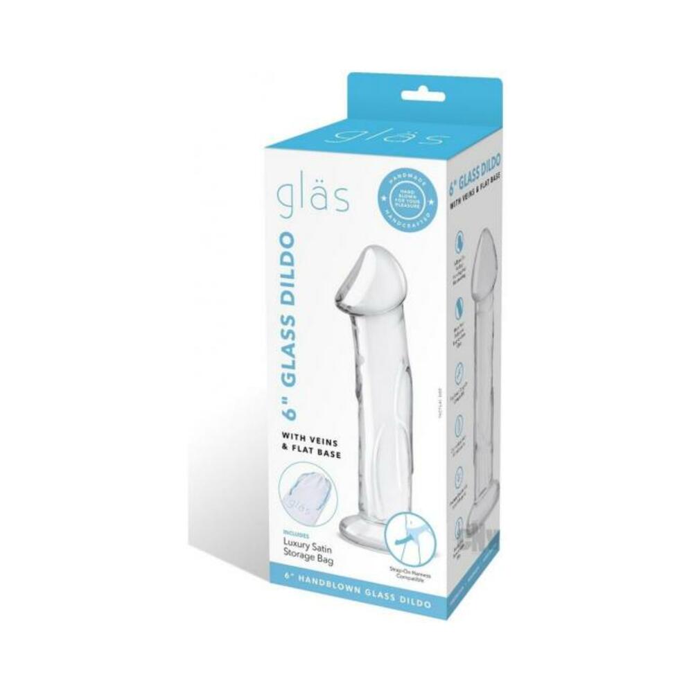 4890808282953_1 Glas 6" Dildo W/veins & Flat Base - Image 1