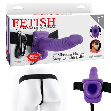 56844 Ff Vibe Hollow Strap On W/balls 7 Purp - Image 1