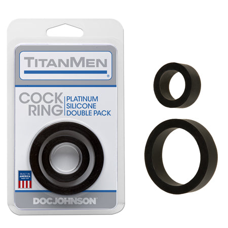 57597 Titanmen Platinum Silicone Cock Ring - Black Pack of 2 - Image 1