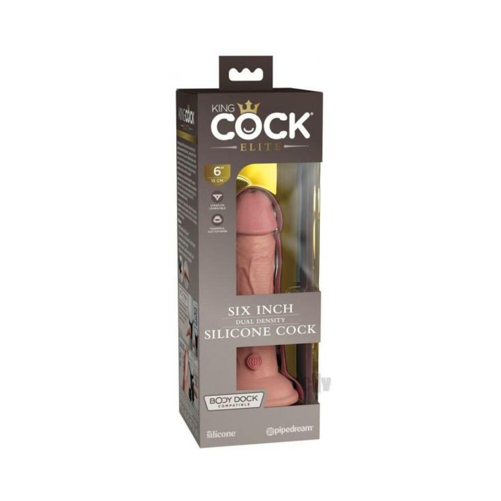 603912769265_1 King Cock Elite Silicone Dual-density Cock 6 In. Light - Image 1