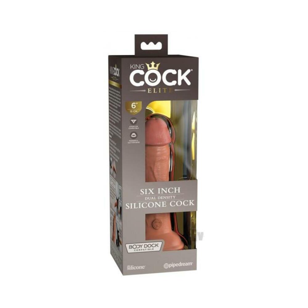 603912769272_1 King Cock Elite Silicone Dual-density Cock 6 In. Tan - Image 1