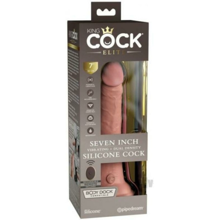 King Cock Elite Vibrating Silicone Dual-density Cock With Remote 7 In. Light