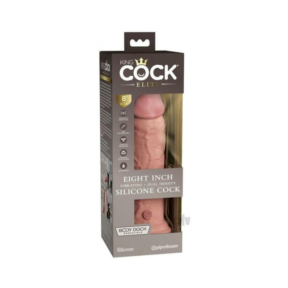 603912769425_1 King Cock Elite Vibrating Silicone Dual-density Cock 8 In. Light - Image 1