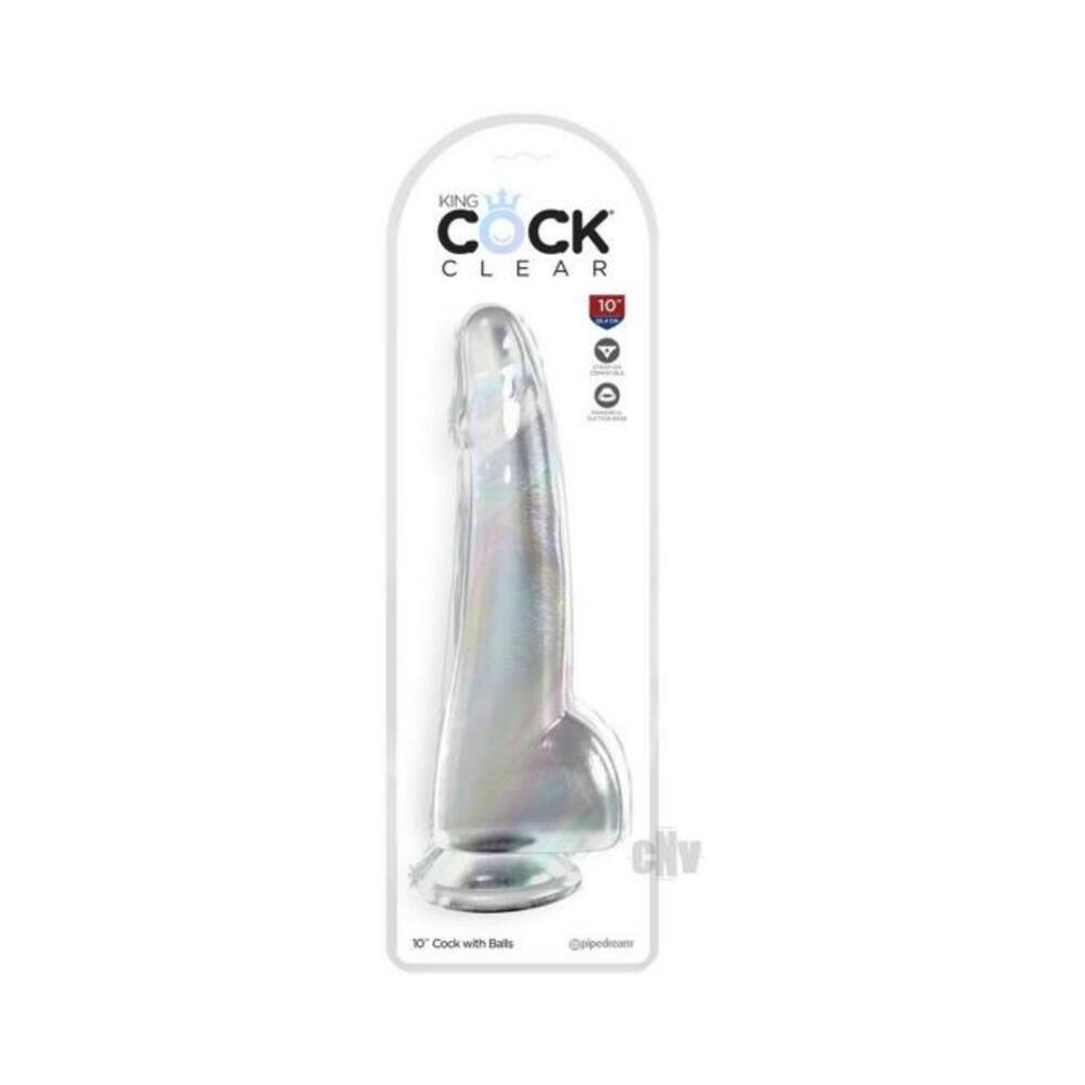 603912774924_1 King Cock Clear With Balls 10in Clear - Image 1