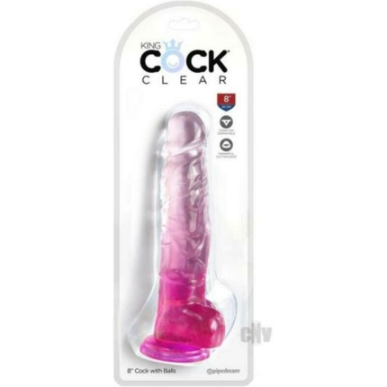 Kc 8 Cock Clear W/balls Pink