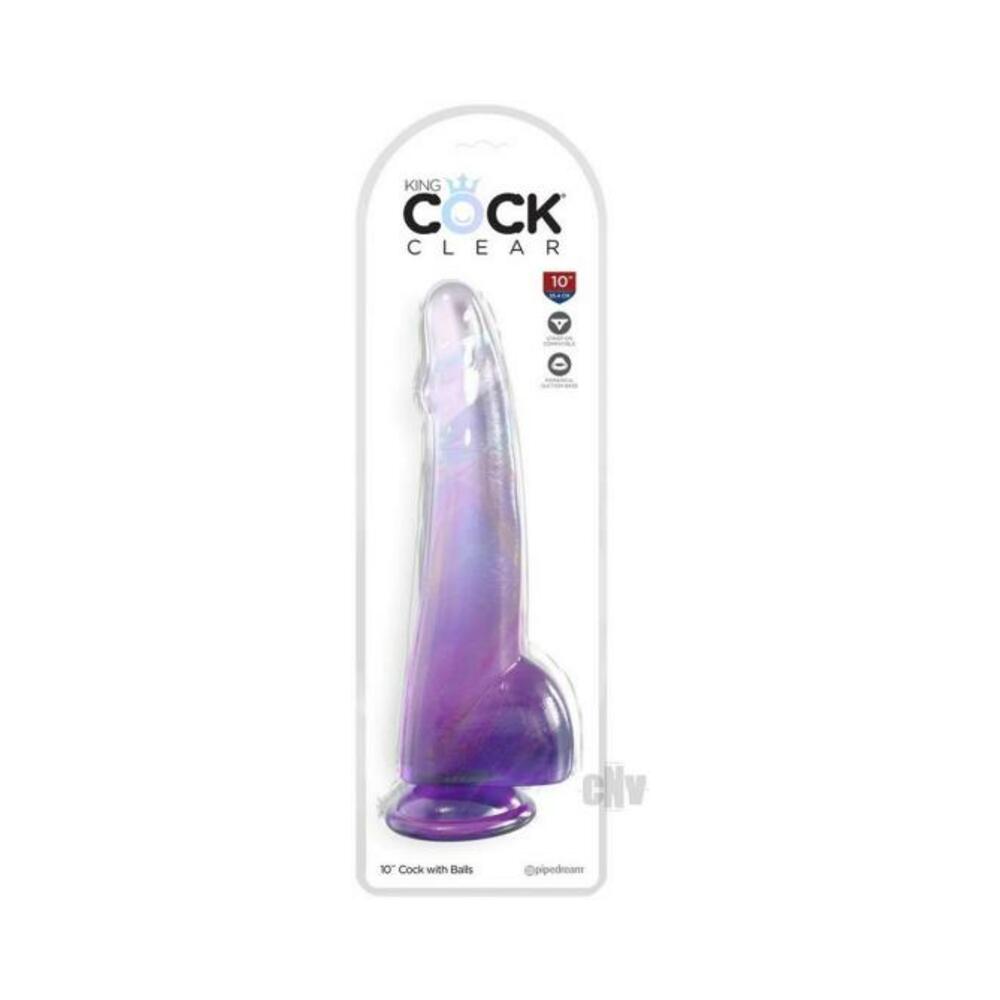 603912775044_1 King Cock Clear With Balls 10inpurple - Image 1