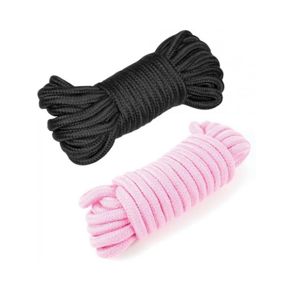 612608642317_1 Plesur Cotton Shibari Bondage Rope 2 Pack - Black/pink - Image 1