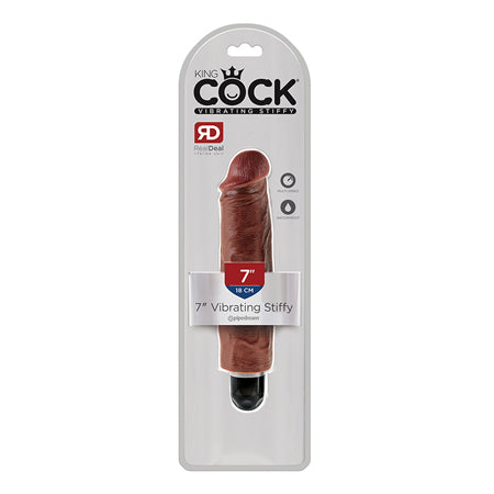 61547 King Cock 7 Vibrating Stiffy - Brown - Image 1