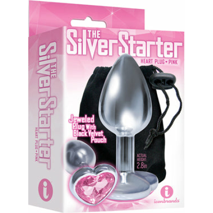 The 9's The Silver Starter Bejeweled Heart Stainless Steel Plug - Pink