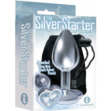 The 9's The Silver Starter Bejeweled Heart Stainless Steel Plug - Diamond