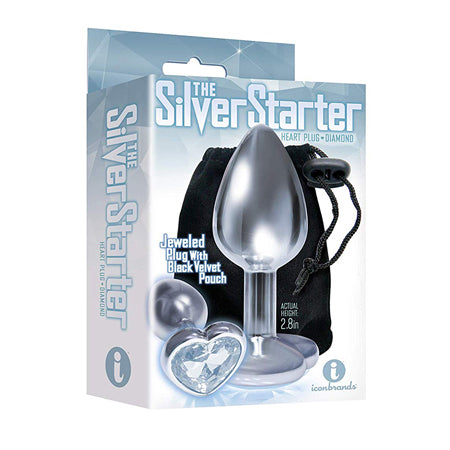 63786 The 9's The Silver Starter Bejeweled Heart Stainless Steel Plug - Diamond - Image 1