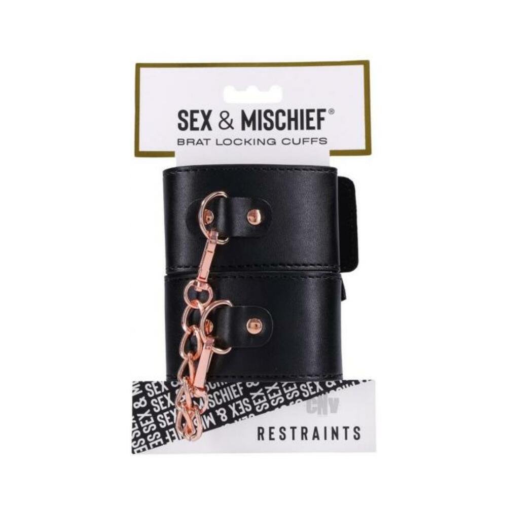 646709098490_1 Sportsheets Sex & Mischief Brat Locking Cuffs - Image 1