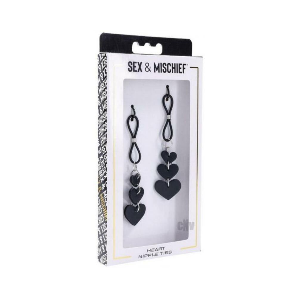 646709098575_1 Sandm Heart Nipple Ties Blk/slv - Image 1