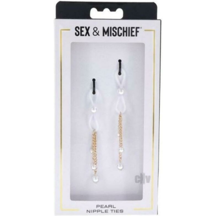 Sandm Pearl Nipple Ties Wht/gld