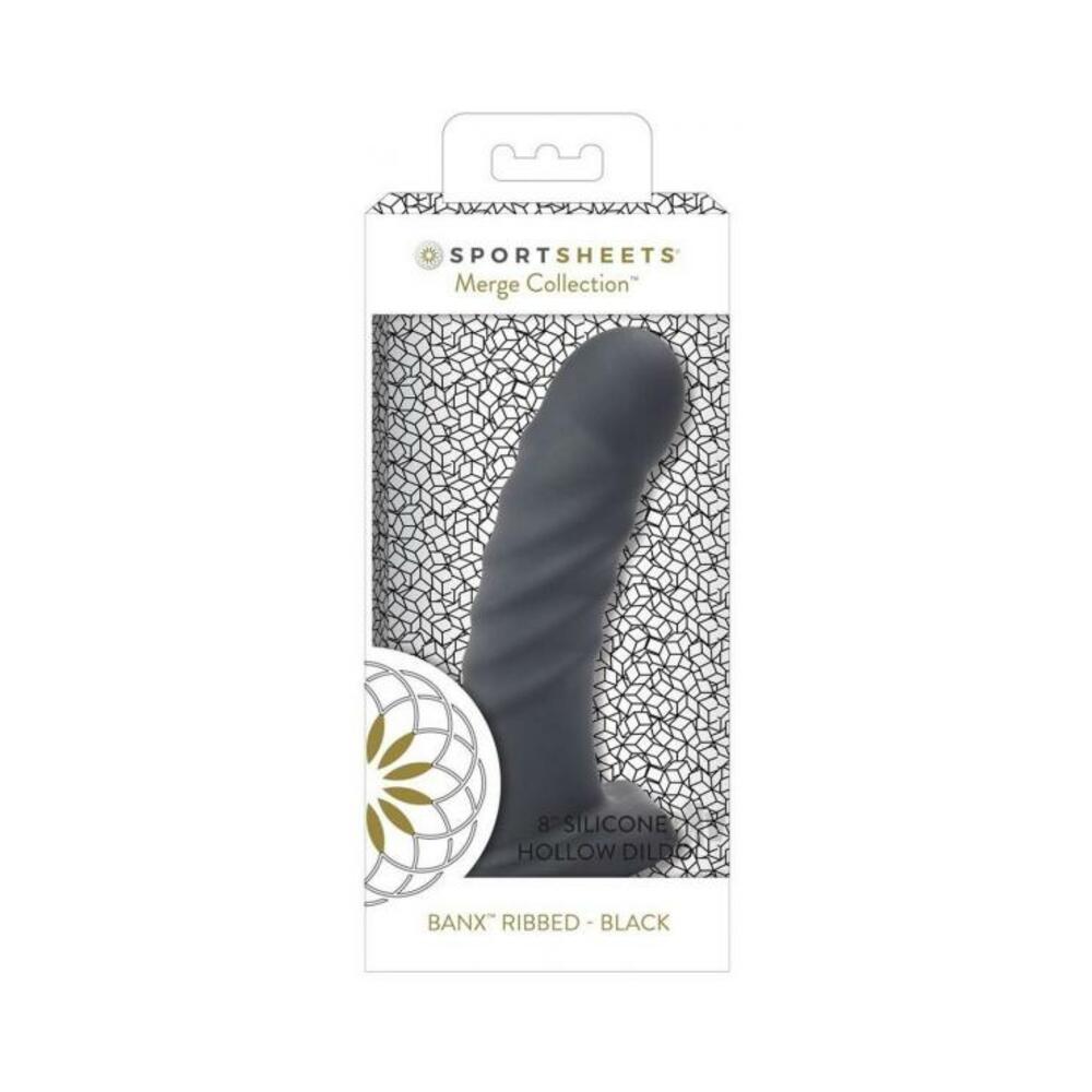 646709698294_1 Banx Ribbed Hollow Dildo Black - Image 1