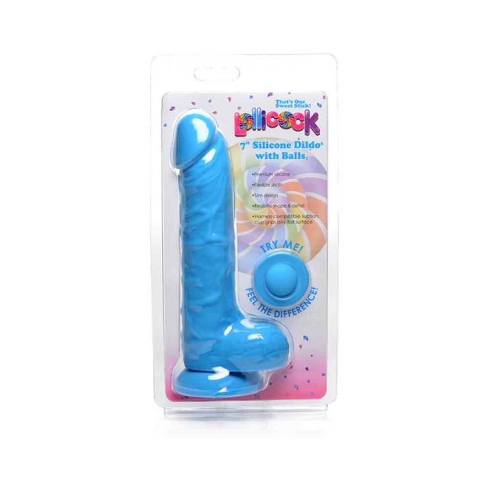 653078942255_1 Lollicock Silicone Dildo With Balls 7 In. Berry - Image 1