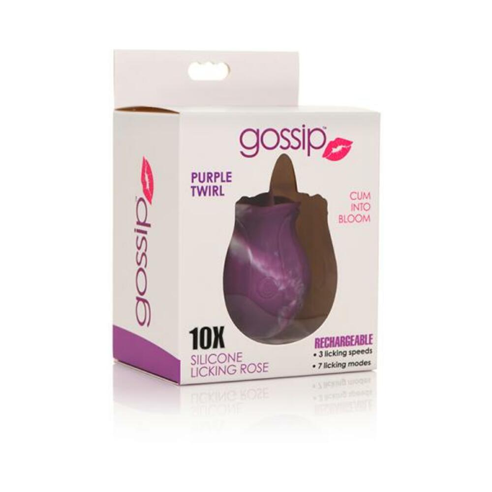 653078943313_1 Gossip Tongue Tickler 10 Function Rechargeable Silicone Licking Rose Purple - Image 1