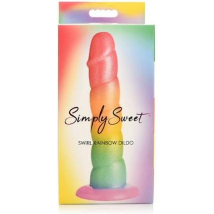 Simply Sweet Swirl 6.5 In. Silicone Dildo Rainbow