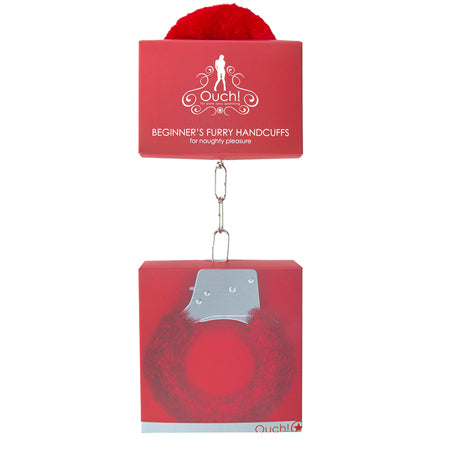 65531 Shots Ouch Beginner's Handcuffs Furry - Red - Image 1