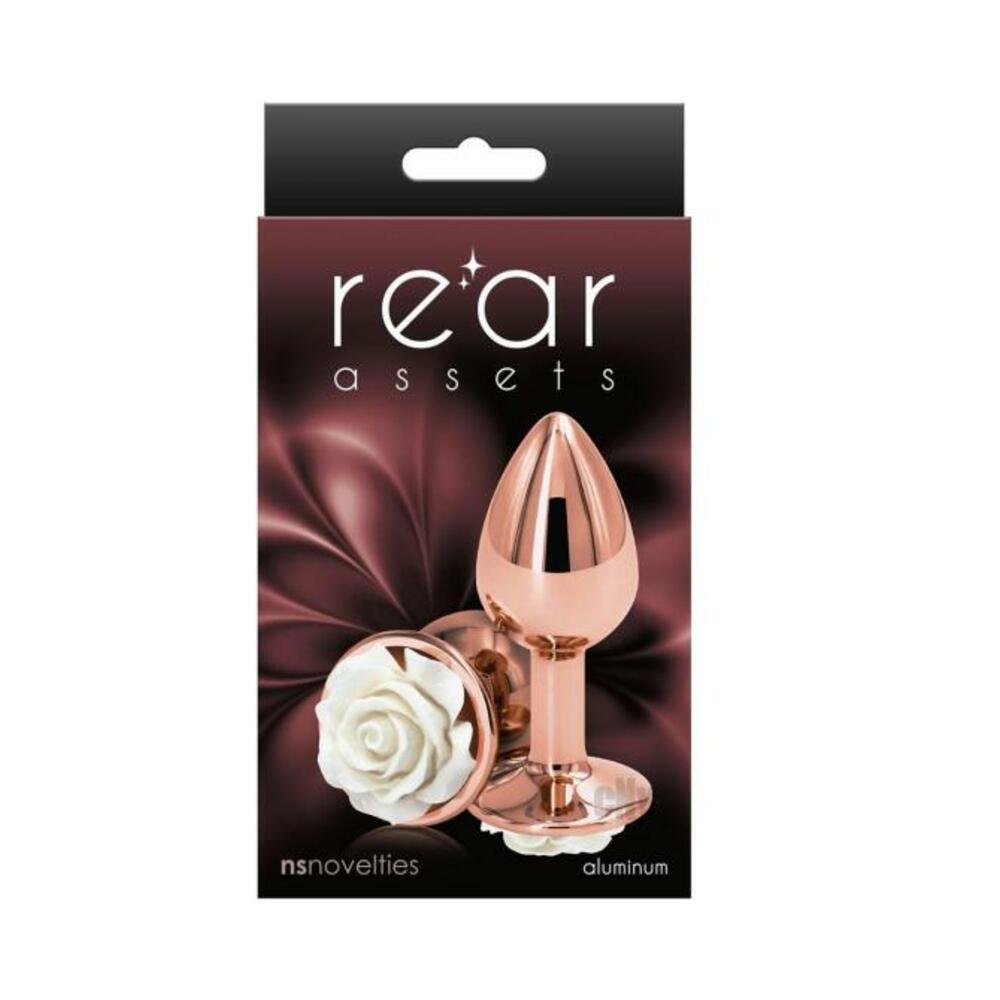 657447103551_1 Rear Assets Rose Anal Plug - Small - White - Image 1