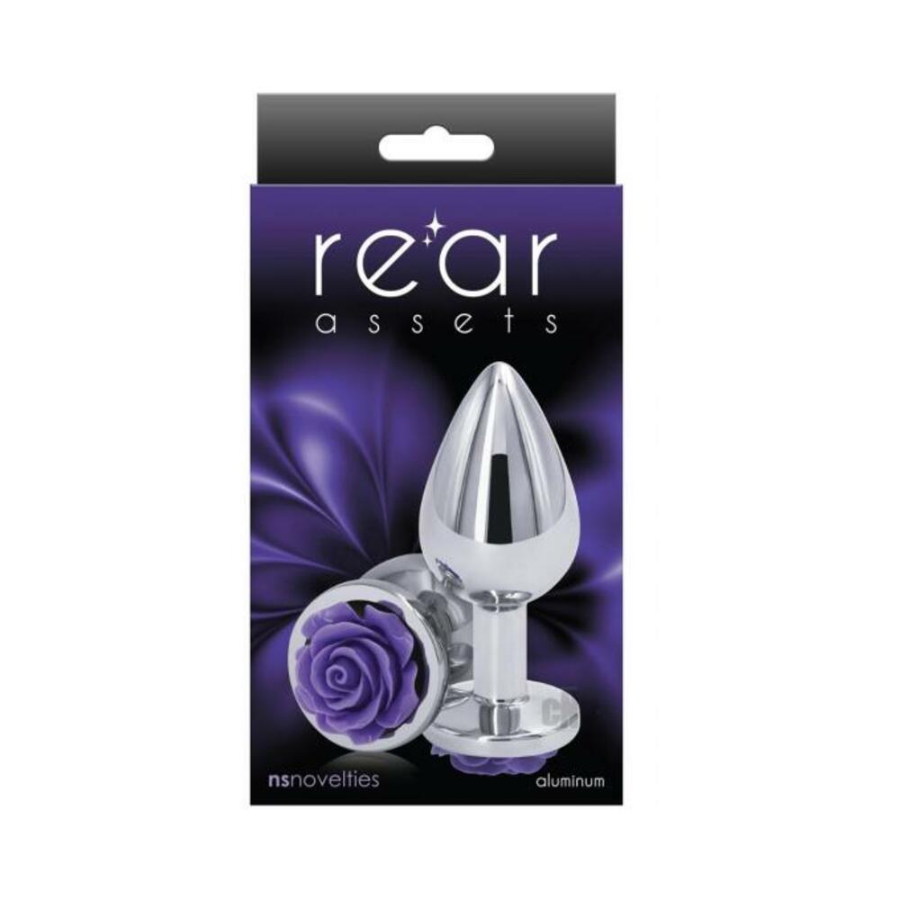 657447103636_1 Rear Assets Rose Anal Plug - Medium - Purple - Image 1
