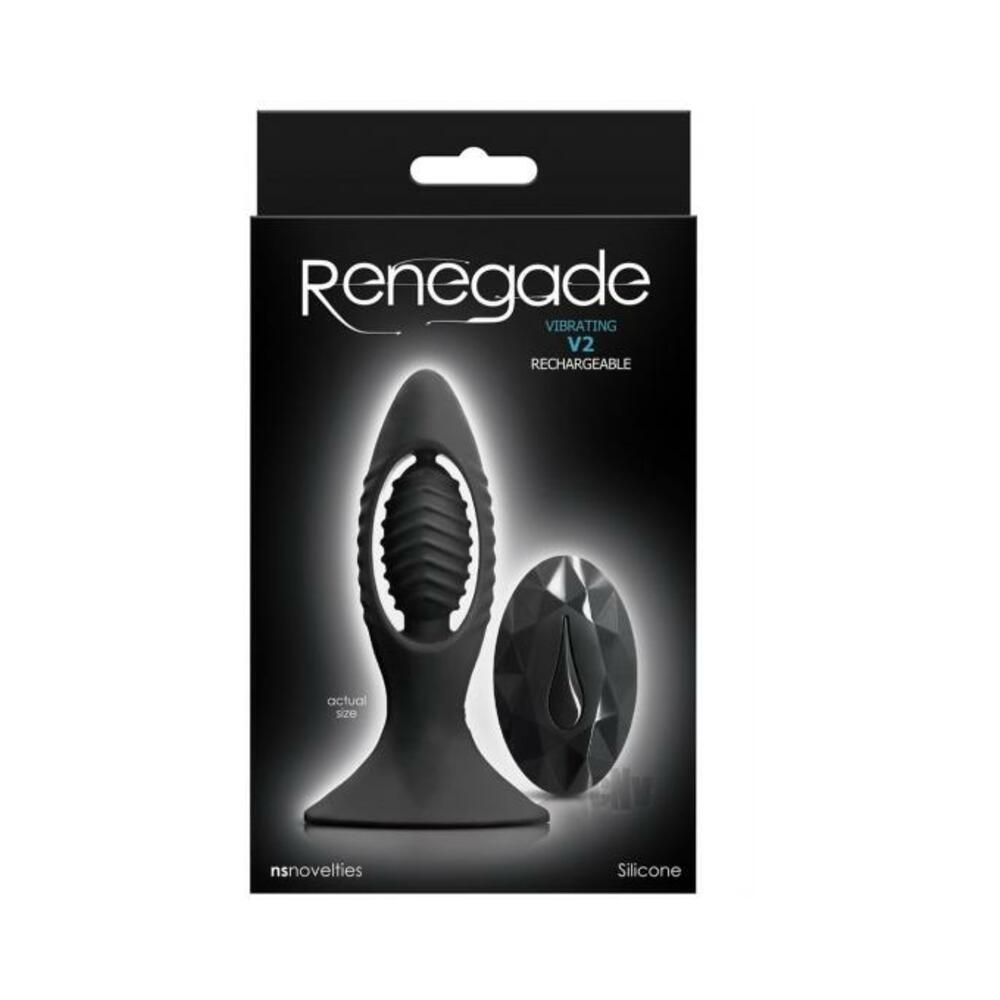 657447103650_1 Renegade V2 Rechargeable Anal Plug With Remote - Black - Image 1