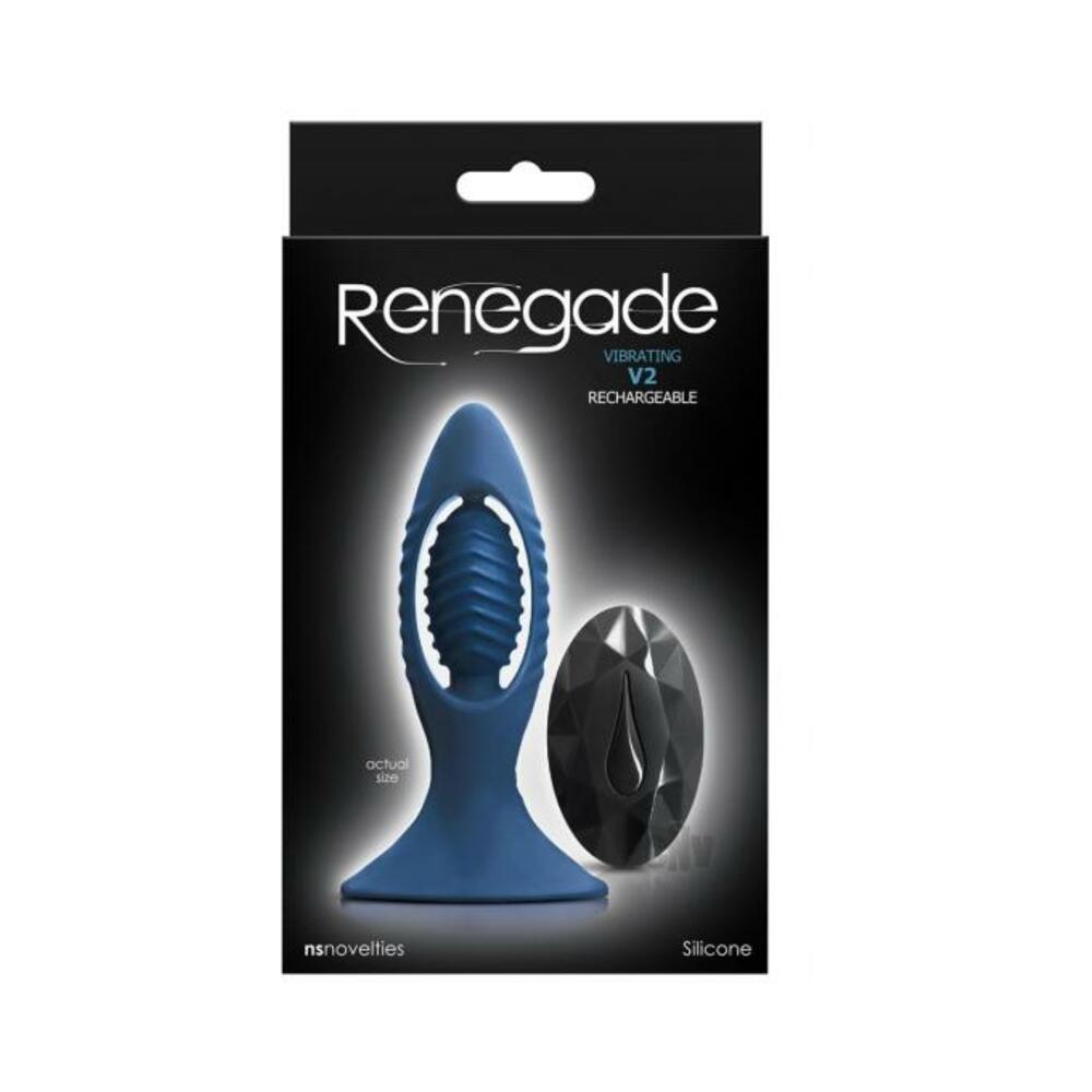 657447103667_1 Renegade V2 Rechargeable Anal Plug With Remote - Blue - Image 1