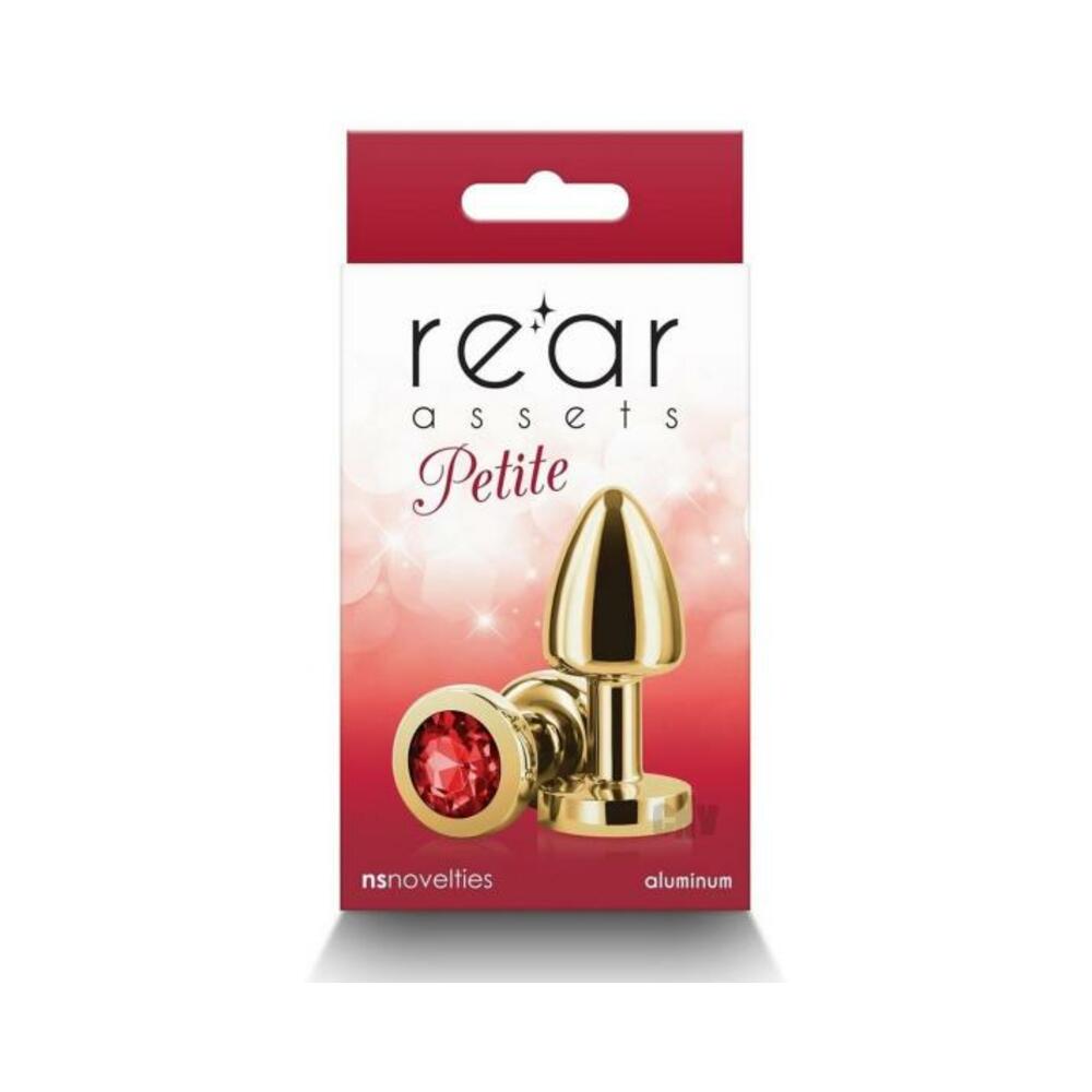 657447107474_1 Rear Assets Petite Metal Anal Plug Gold/red - Image 1