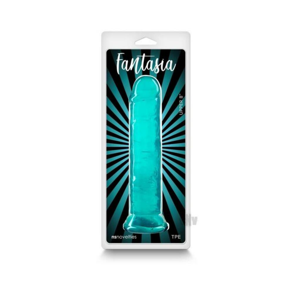 657447107658_1 Fantasia Upper 8 In. Jelly Dildo Teal - Image 1