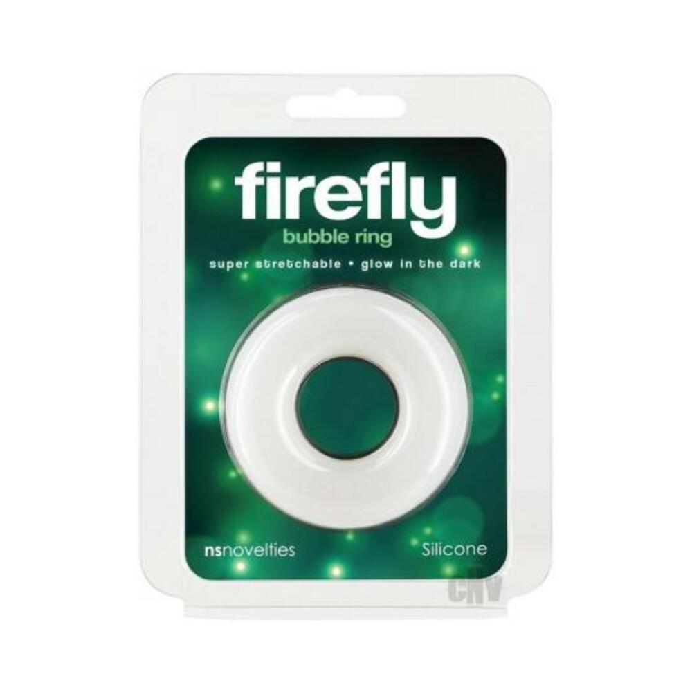 657447109379_1 Firefly Glow In The Dark Bubble Cock Ring - Large, White - Image 1