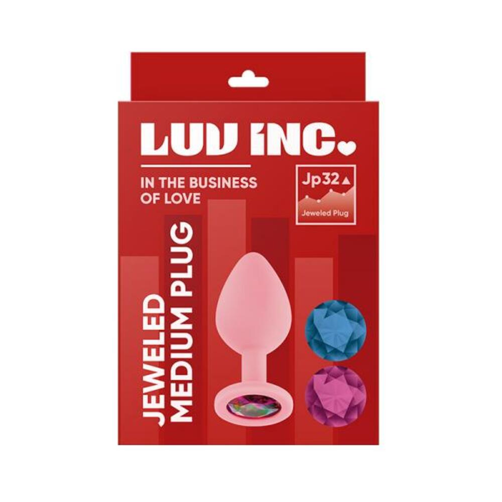 663546905057_1 Luv Inc Jp32 Jeweled Medium Plug With 3 Stones Light Pink - Image 1