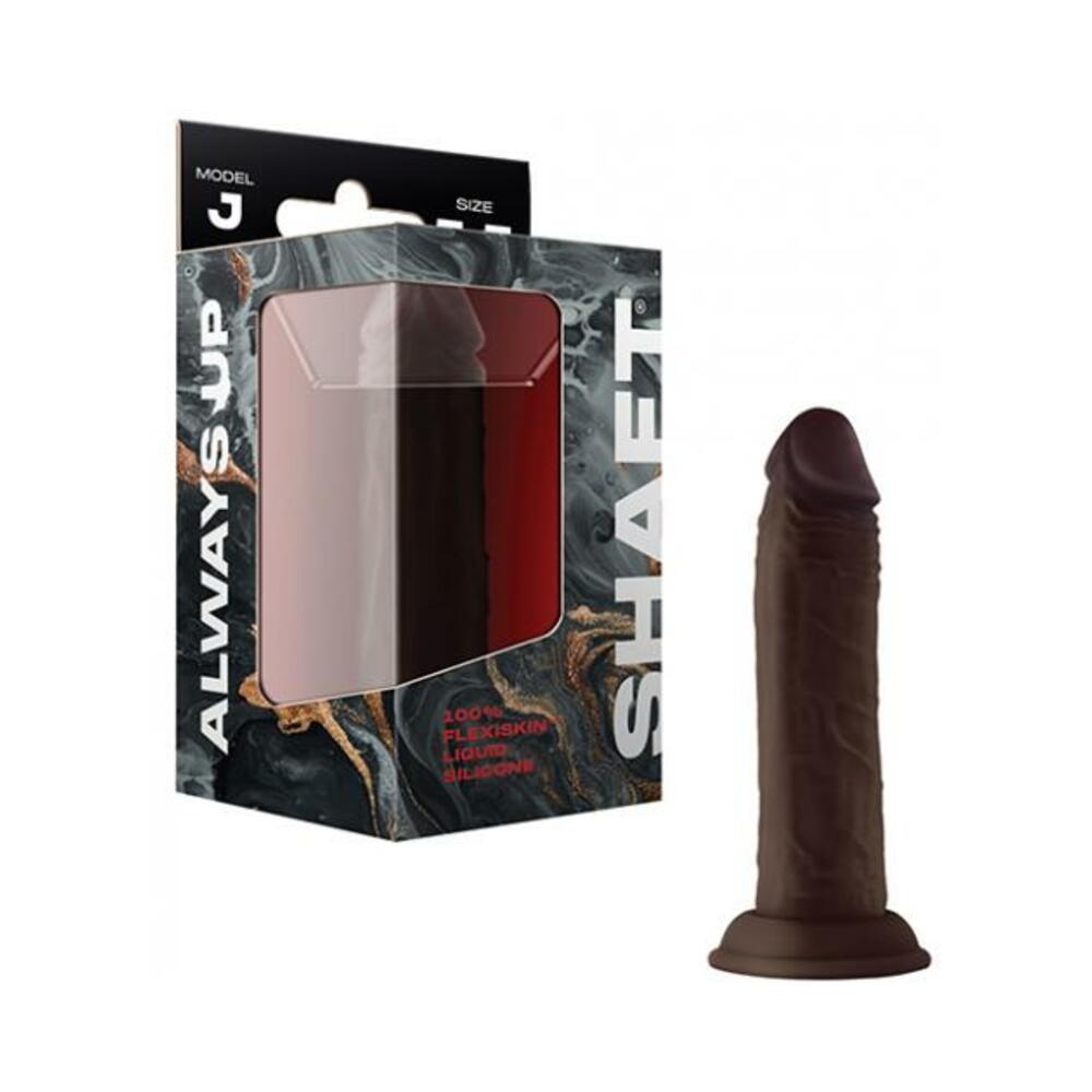663546906627_1 Shaft Model J Liquid Silicone 5.5 In. Dildo Mahogany - Image 1