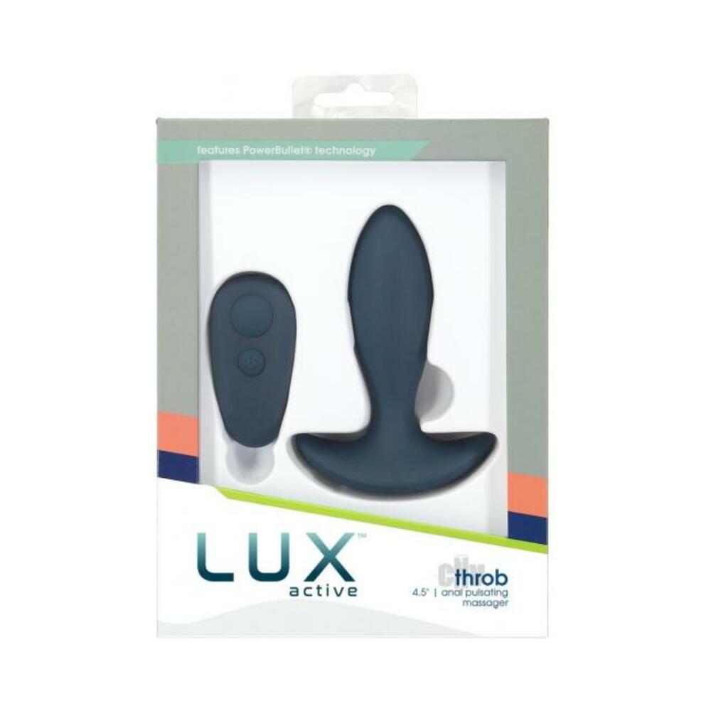 677613369253_1 Lux Active Throb 4.5 In. Anal Pulsating Silicone Massager Black - Image 1