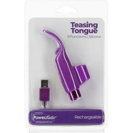 Powerbullet Teasing Tongue With Mini Rechargeable Bullet 2.5 In. Purple